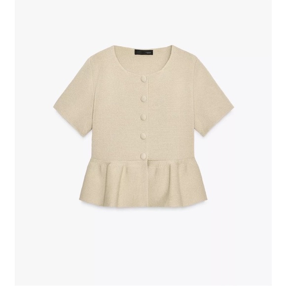 ZARA NWT Peplum Short Sleeve Cardigan - Picture 5 of 6